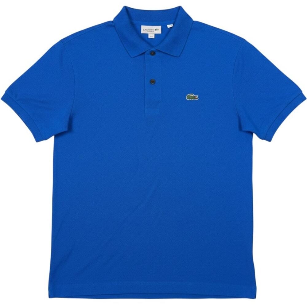Lacoste Polo Shirt Mens Medium 4 Blue Cotton Classic Fit Croc Logo Short Sleeve